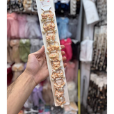 کش مو دخترانه مدل عروسکی کرم و قهوه ای بسته ۲۰ عددی کپی
